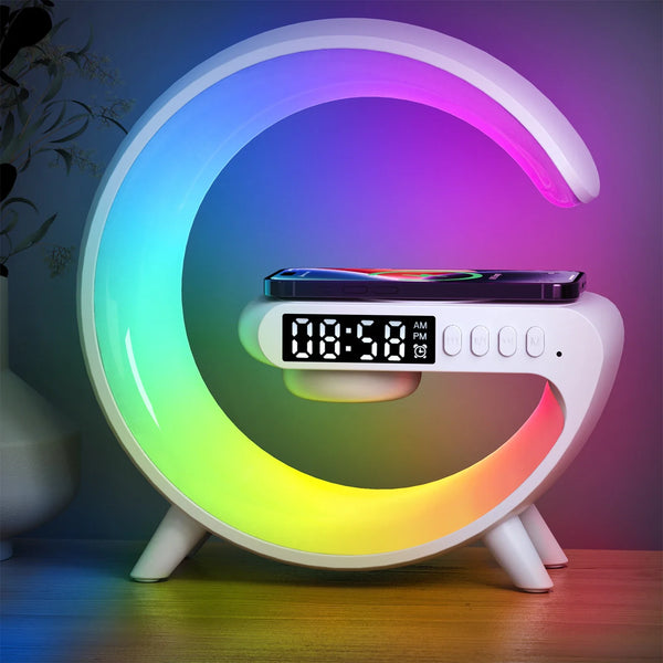COLSUR Led Lamp Bedside Table  Alarm Clock Bluetooth Speaker Wireless Charger Music Home Decor Table lamp Smart Lamps for Home